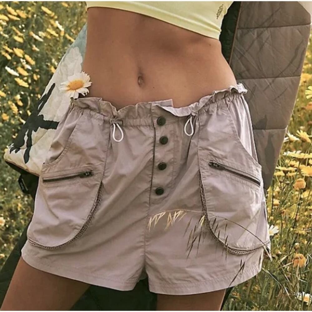 Free People Light Taupe Utility Shorts